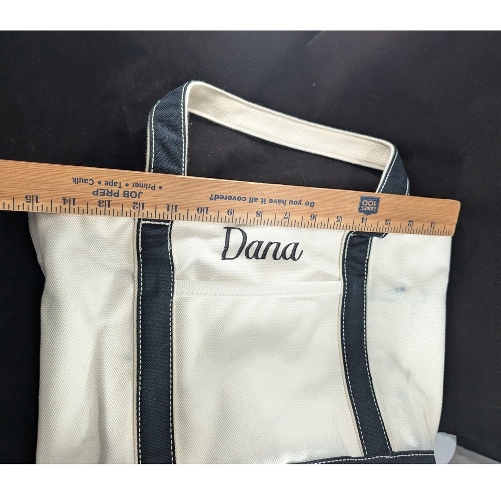 Lands End Canvas Tote Bag Black and Natural White / cream Personalized Dana - Picture 12 of 12
